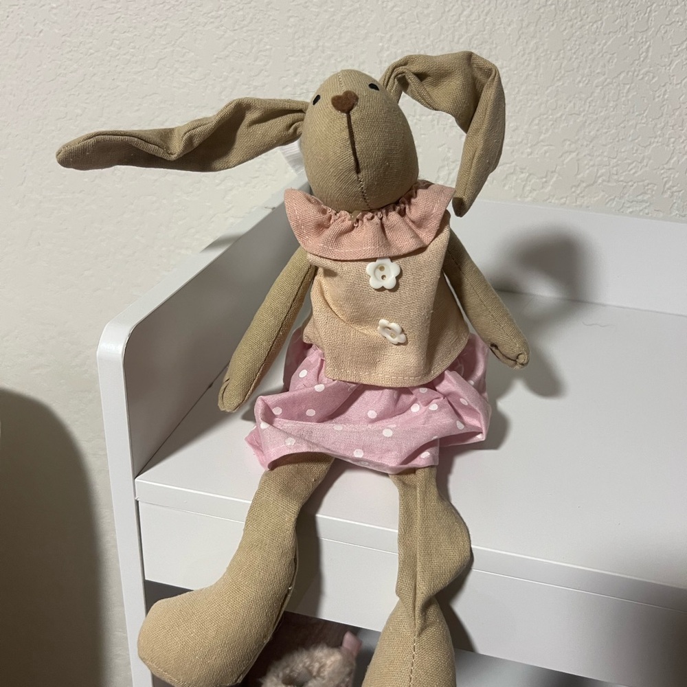Cottontail Lane Cute Sitting Bunny In A Dress Plush Decor 13”